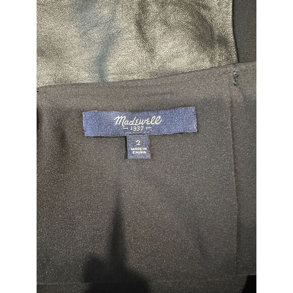 Madewell Black Leather Panel Mini Skirt Size 2 - Picture 4 of 5